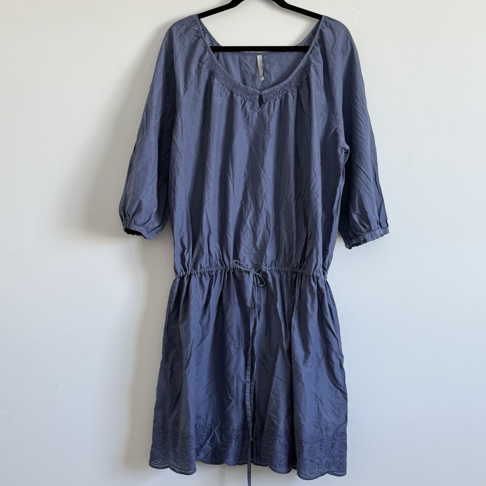 Old Navy Tie Waist Cotton Dress XXL‎ Coastal Lace Hem Scandi Normcore Beachy